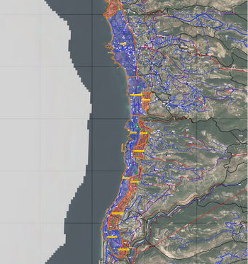 Karte des Wassernetzes im Küstengebiet von Jbeil