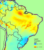 Brasilien. Projektion von Niederschlagsänderungen und besonders betroffene Regionen. © GIZ