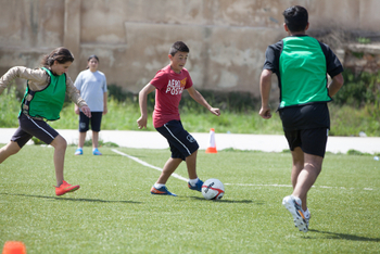 Palästinensische Gebiete. Fußballtraining mit Jugendlichen im Rahmen des Programms „Sport für Entwicklung“  © GIZ