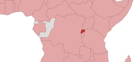 Eine Landkarte von Ruanda.