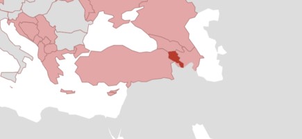  Armenien ist auf einer Landkarte hervorgehoben.