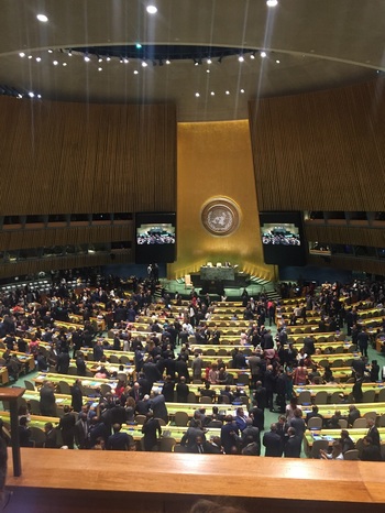 View of the General Assembly Hall and participants at the 2019 General Debate.