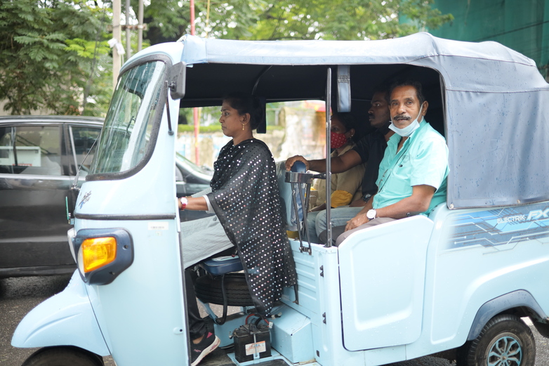 Autorickshaw with a woman driver.