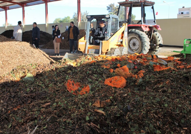 Experts visit a green waste composting facility in the city of Kairouan. © GIZ