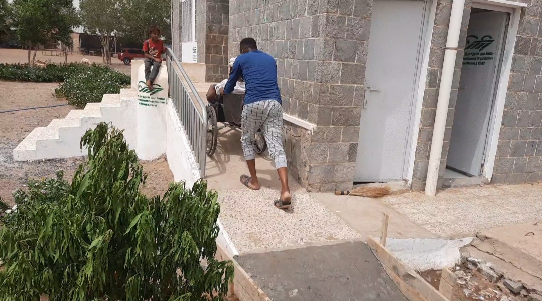 Focus on accessibility: construction of a ramp at the health centre by a partner organisation.