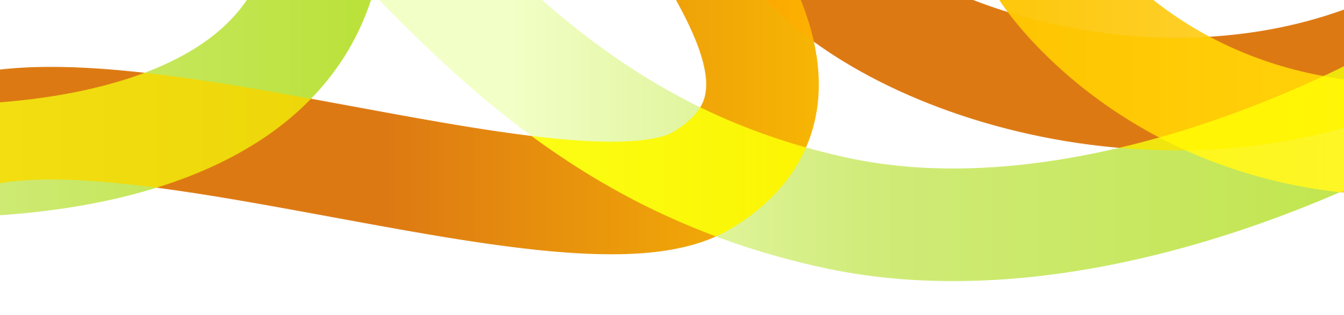Geschwungene gelbe, orange und hellgrüne Bänder überlagern sich als dynamisches, freundliches Dekor