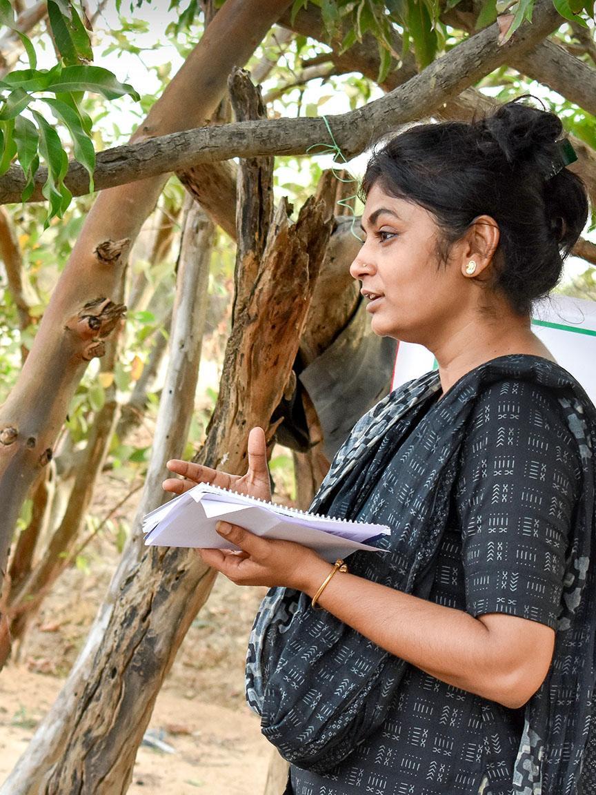 Mina Vora, representative of the local farmers' cooperative