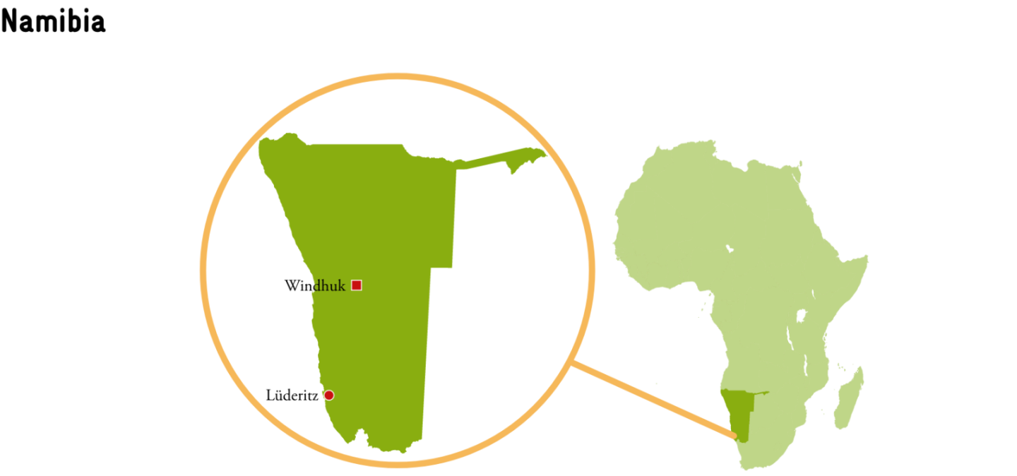 Map view of Namibia / Africa