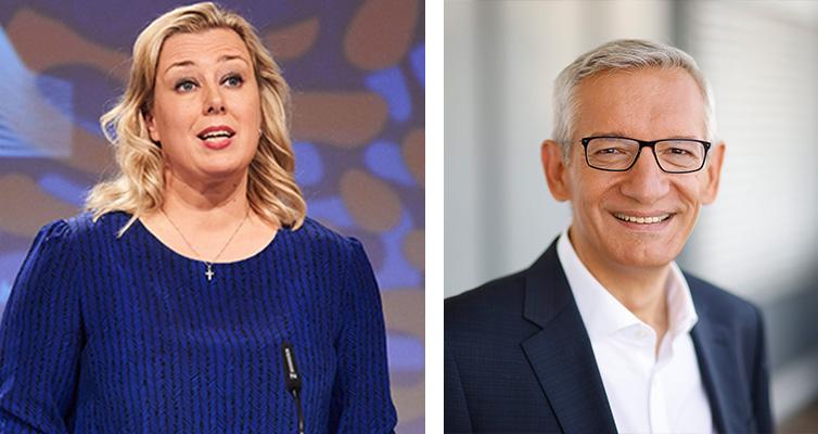 Jutta Urpilainen, EU-Kommissarin für Internationale Partnerschaften; Martin Jäger, Staatssekretär im Bundesministerium für wirtschaftliche Zusammenarbeit und Entwicklung