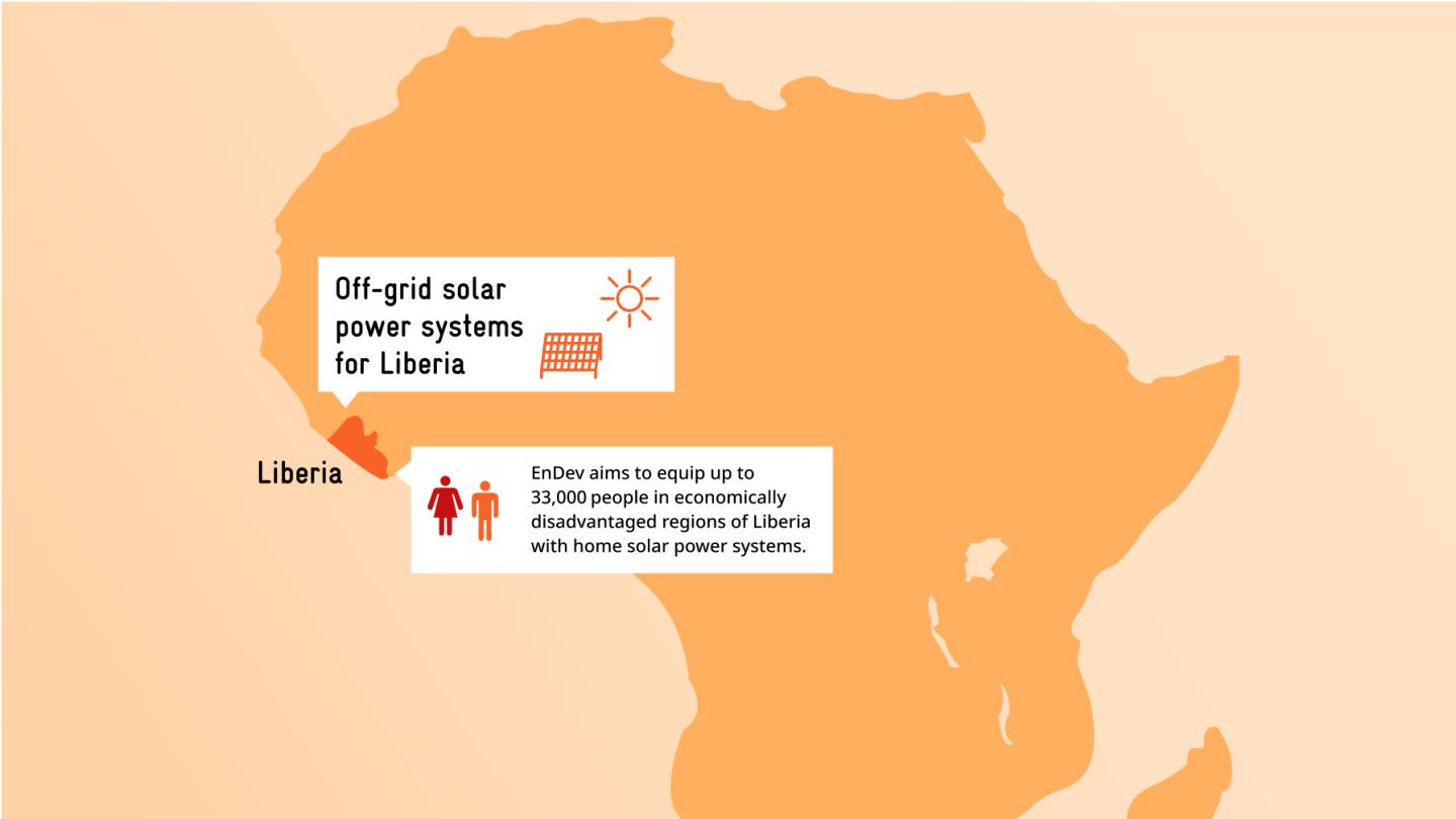 Graphic: A map showing the continent of Africa; Liberia is highlighted in a different colour.