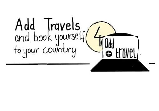 Slide saying "4. Add Travels and book yourself to your country"