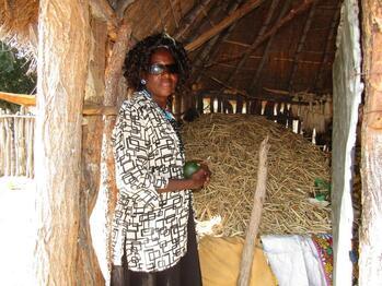 Conservation-Agriculture-Lead-Farmer mit ihrer Ernte nach der ersten Anbausaison