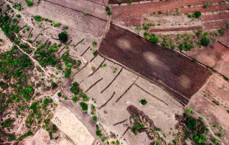 Drone photograph of infiltration trenches