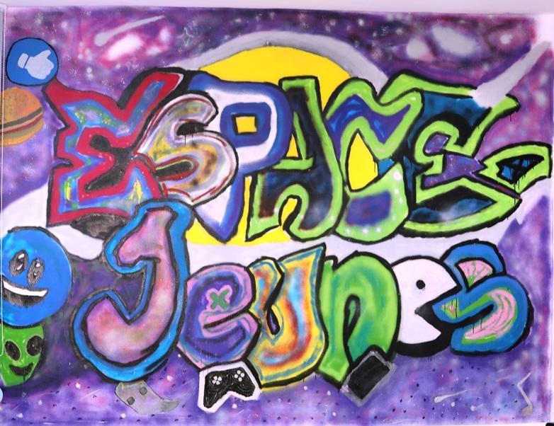 Ein Jugendlicher verschönerte mit diesem Graffiti den Versammlungssaal des Jugendzentrums in Ibn Khaldoun.