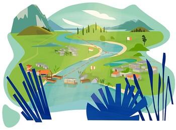 Grafische Darstellung zum grenzüberschreitenden Wassermanagement