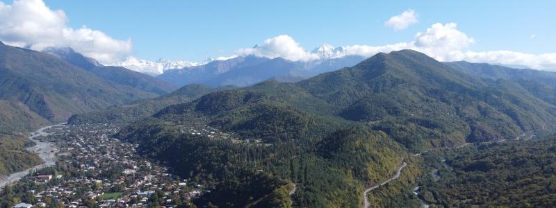 Town in a mountainous landscape.