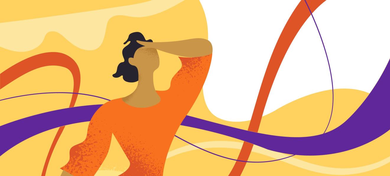 Illustration einer Frau mit farbigen Schleifen