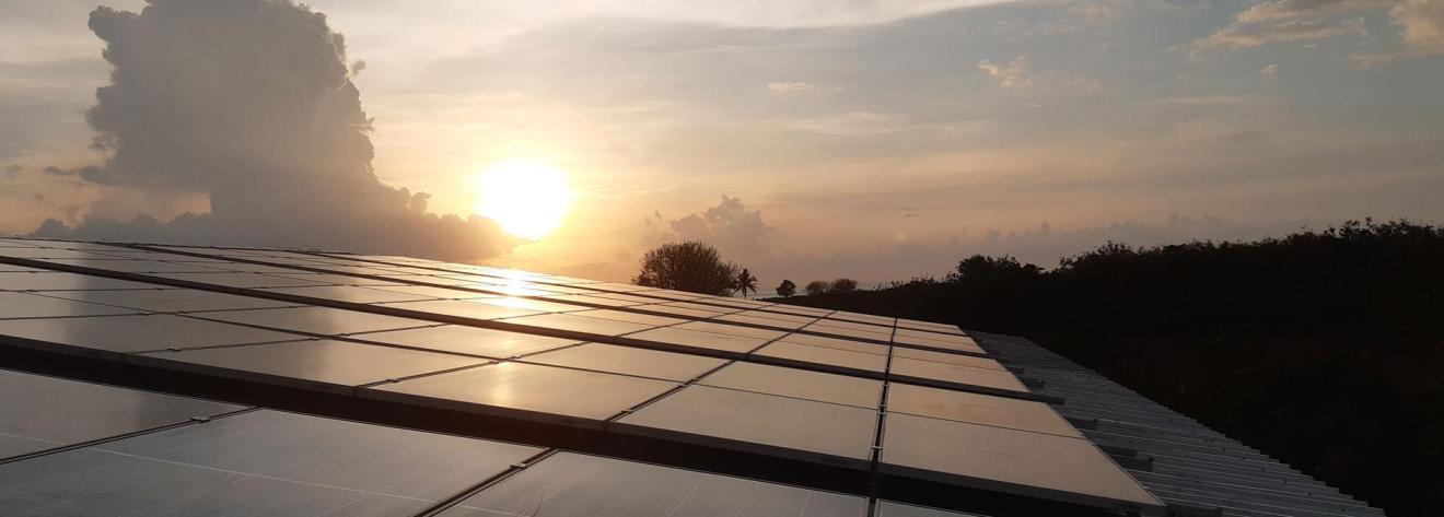 Solar cells at sunset
