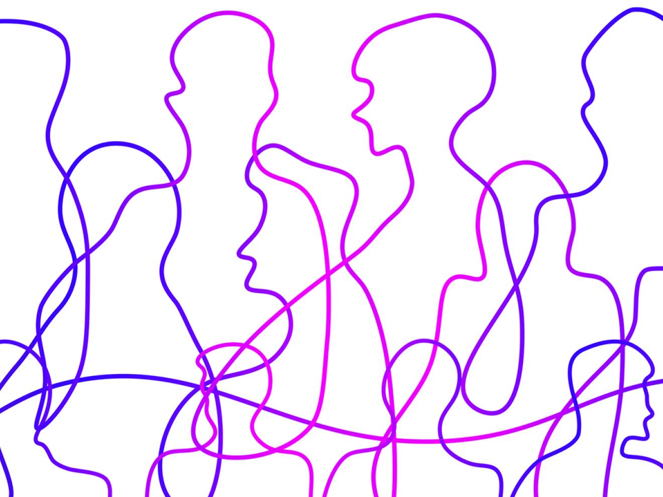 Graphic of people in the Oneline style