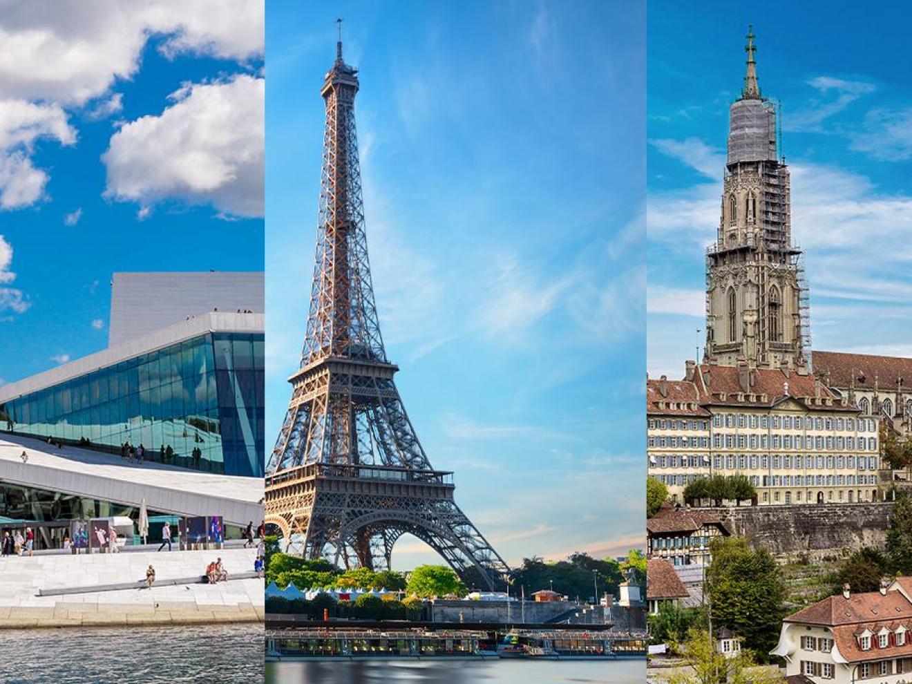 Collage von Bildern bekannter Bauwerke