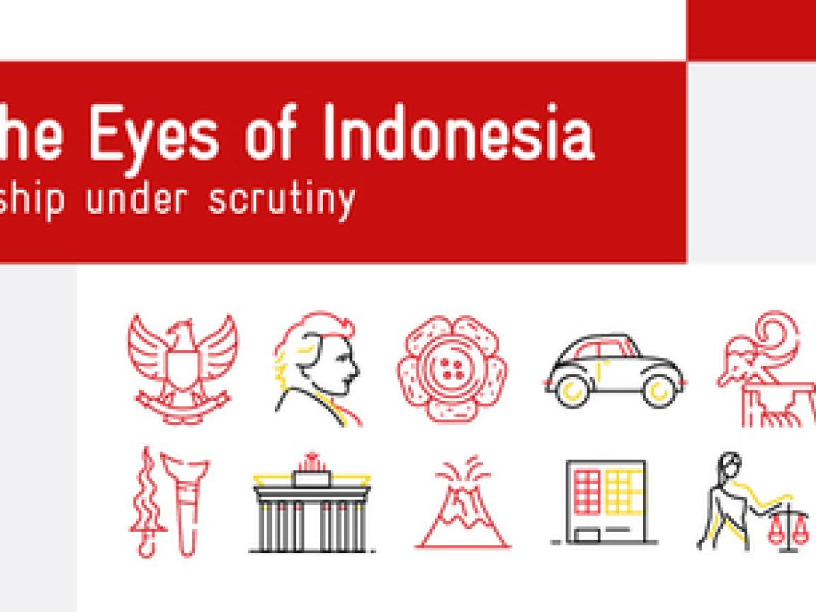 Ein Schaubild "Germany in the Eyes of Indonesia: A strategic partnership under scrutiny" mit vielen Symbolen in den jeweiligen Landesfarben.