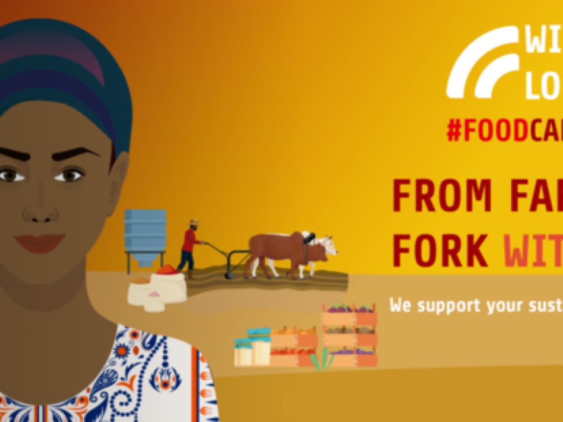 Eine Infografik von WIDU mit der Aufschrift From Farm to Fork.
