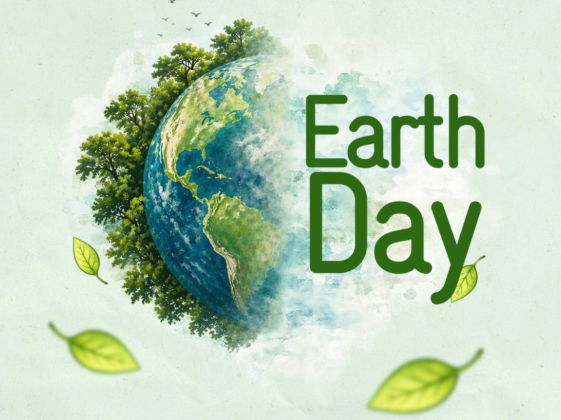 Graphic of a globe on World Earth Day.
