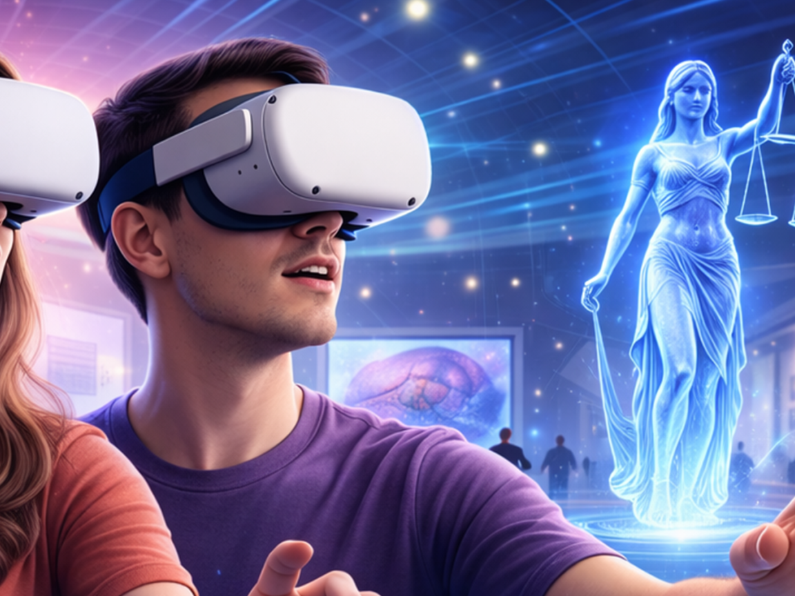 Dos personas, hombre y mujer, utilizan las gafas de realidad virtual
