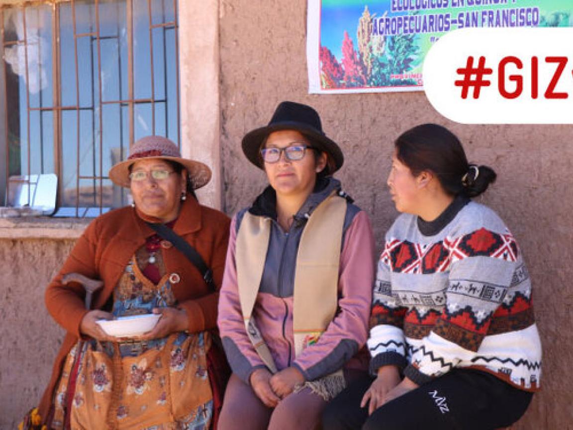 Drei Quinoa-Produzentinnen in Bolivien