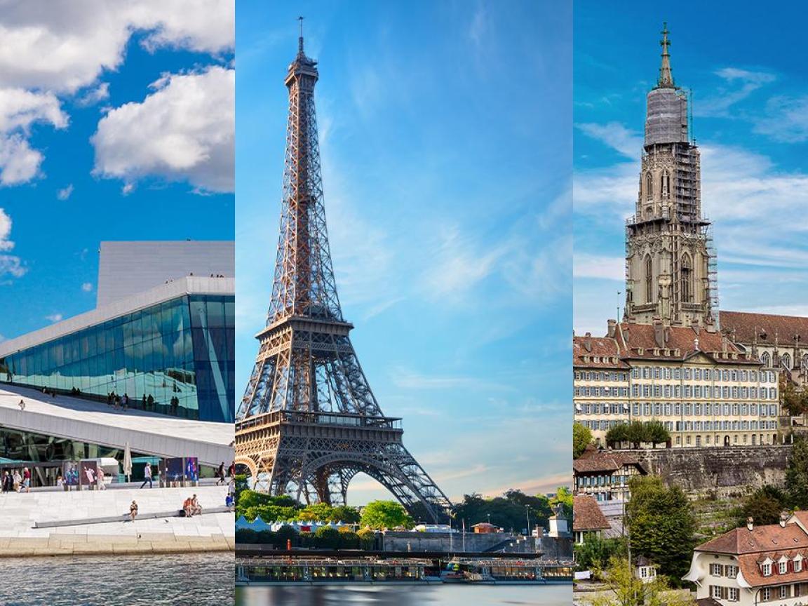 Collage von Bildern bekannter Bauwerke