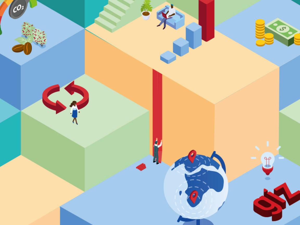 Verschieden farbige Blocke aufeinander gestapelt