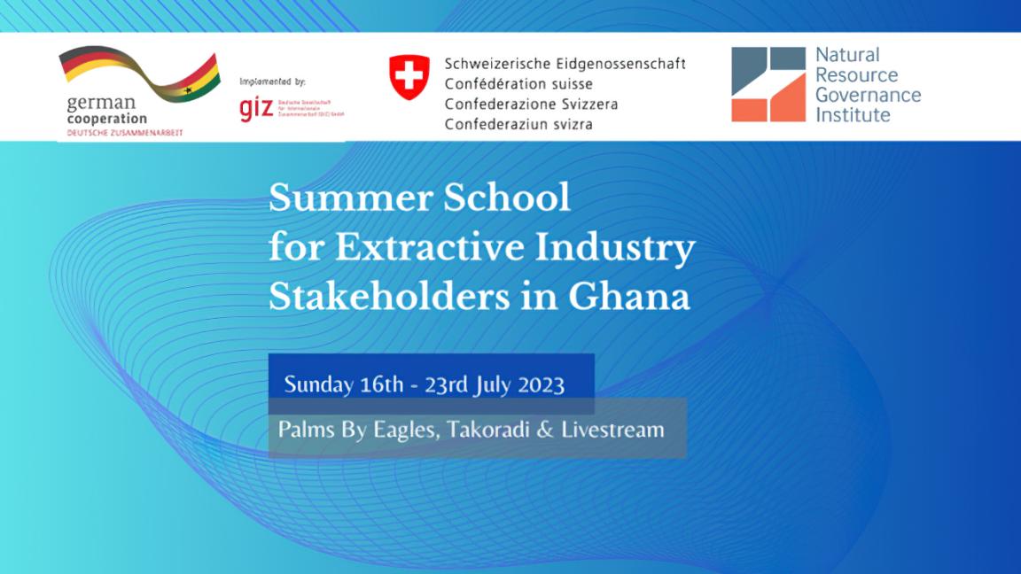 Eine Veranstaltungsbewerbung zu einer Summer School for Extractive Industry Stakeholders in Ghana.
