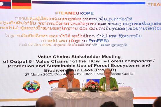 Man and woman giving a speech