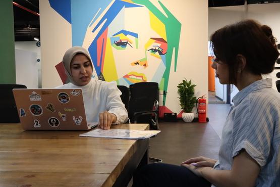 Two women sitting at a table