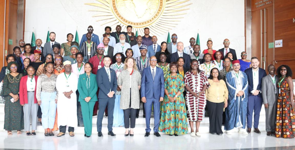Fellows at their first AUC study trip opening ceremony with the Chairperson of the African Union Commission and representatives.