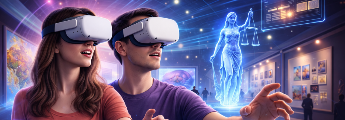 Dos personas, hombre y mujer, utilizan las gafas de realidad virtual