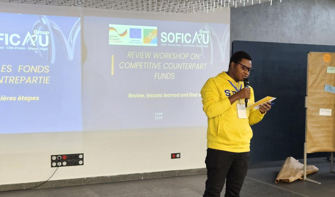 A participant speaking at the conference