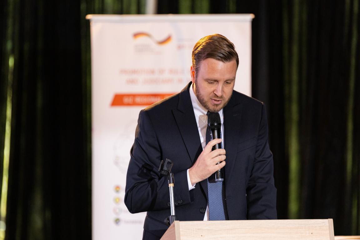 A representative delivering a keynote address