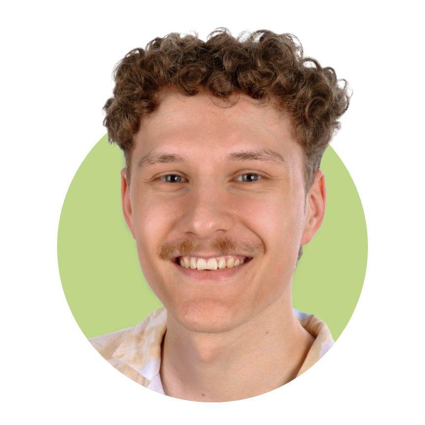 Mann in einem grünen Kreis