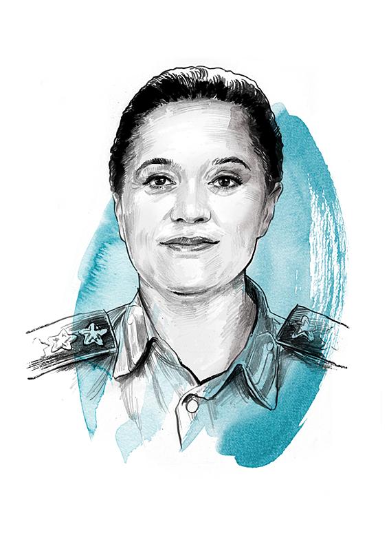 Ein schwarz-weißes Porträt einer Frau 