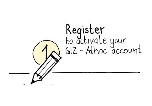 Slide saying "1. Register to activate your GIZ - Athoc account"