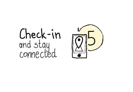 Slide saying "5. Check-in and stay connected"