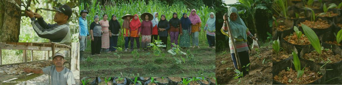 Eine Bildercollage von Farmern bei der Arbeit.