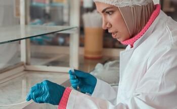 Eine Berufsschullehrerin demonstriert bewährte Verfahren zu Gesundheitsinspektion und Lebensmittelsicherheit.