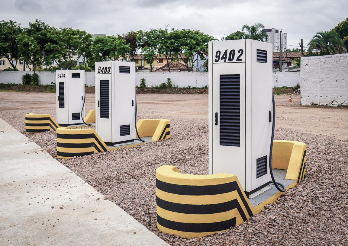 Three charging stations for electric buses in Porto Alegre.