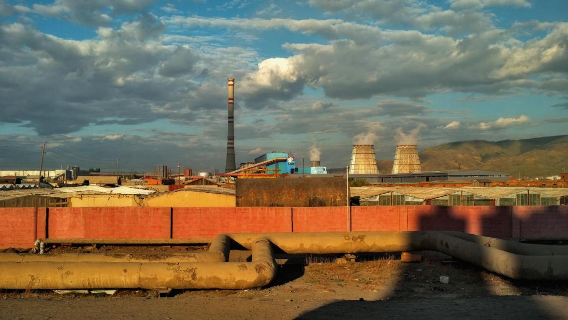 Power station towers emitting smoke