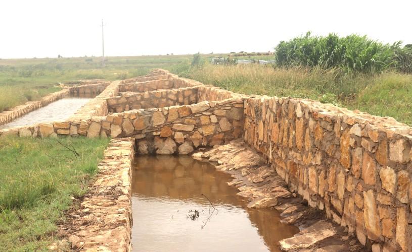 A Water Spreading Weir in Harre Dry Valley, Somali Region, capturing and distributing water to preserve soil and support animal fodder production.