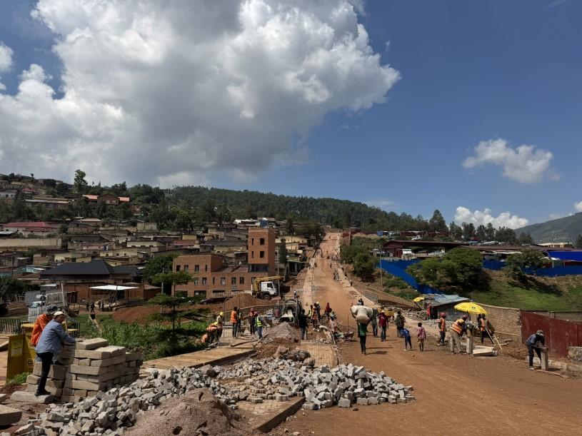 A construction site in Mpazi, an informal neighbourhood in Kigali being upgraded with improved housing