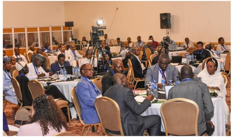 Participants in a regional workshop on highly pathogenic avian influenza sitting at tables in a conference room.