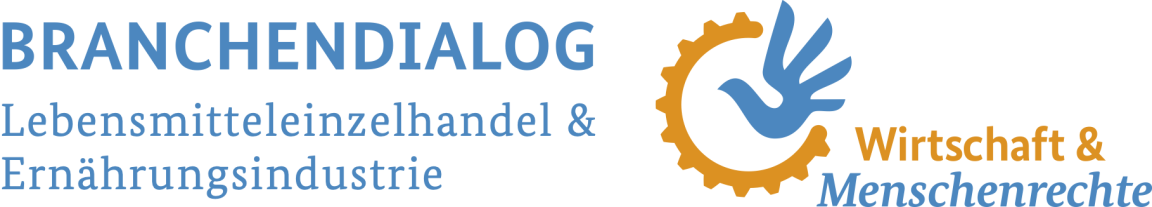 The logo of the food industry dialogue with a symbolic image of a gear, a hand and a peace dove.